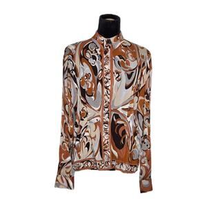 Emilio Pucci Vtg 80s Silk Blend Multicolor Sheer Blouse Women's Size 44 Italy